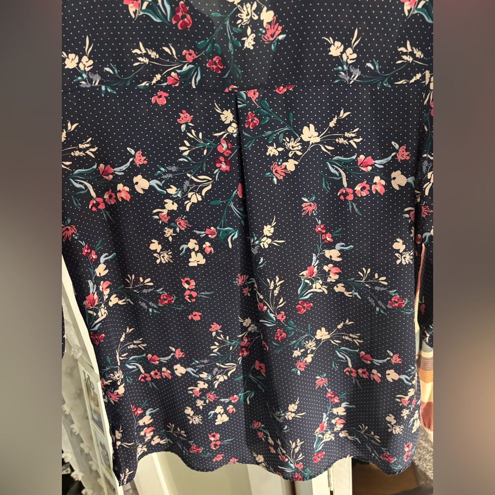 Maurices Navy Floral Polka Dot Blouse - Picture 6 of 6